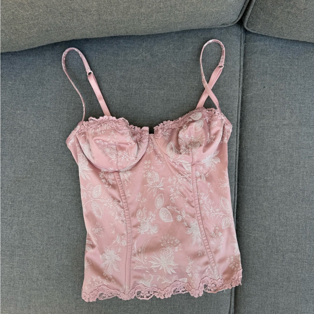 Pink LaPerla Floral Lace Bustier Top